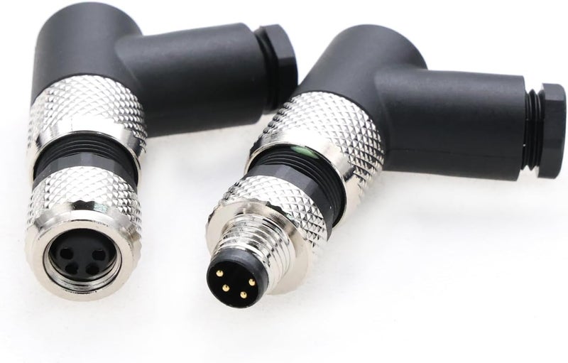 Eonvic M8 Right Angle 4 Pin Male & Female A Code Plug Industrial Circular Sensor Connector Aviation 8mm Waterproof IP67 Connector - Image 1